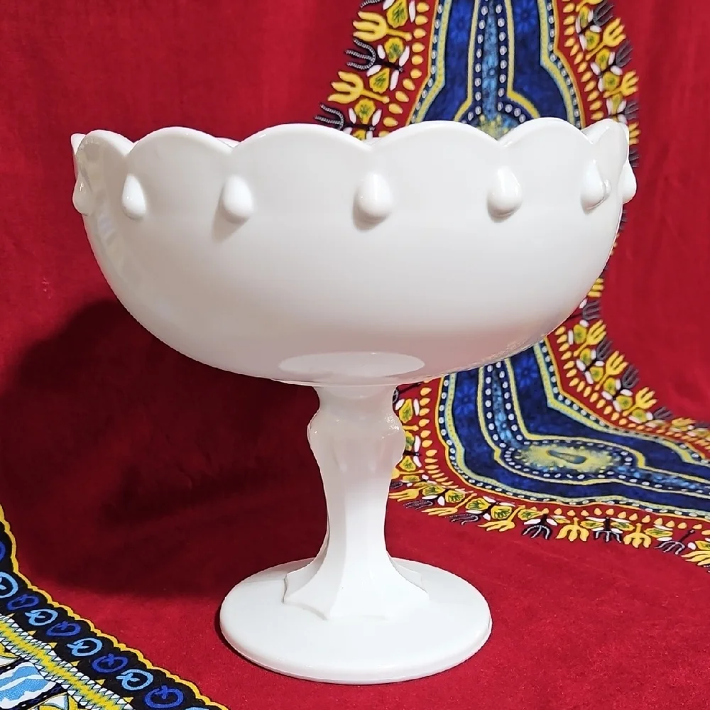 VTG Indiana Milk Glass Graduated Teardrop Compotes COLLECTOR SET OF 3 Wedding
